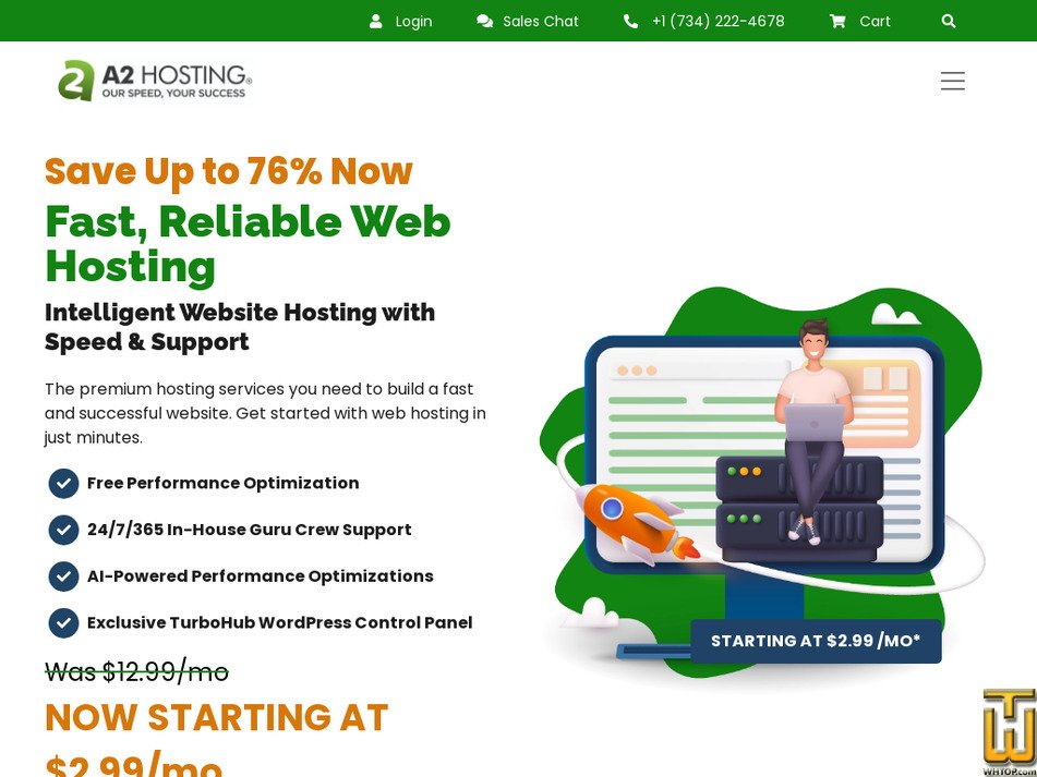 Taken on 24 January, 2025 a2hosting.com screenshot