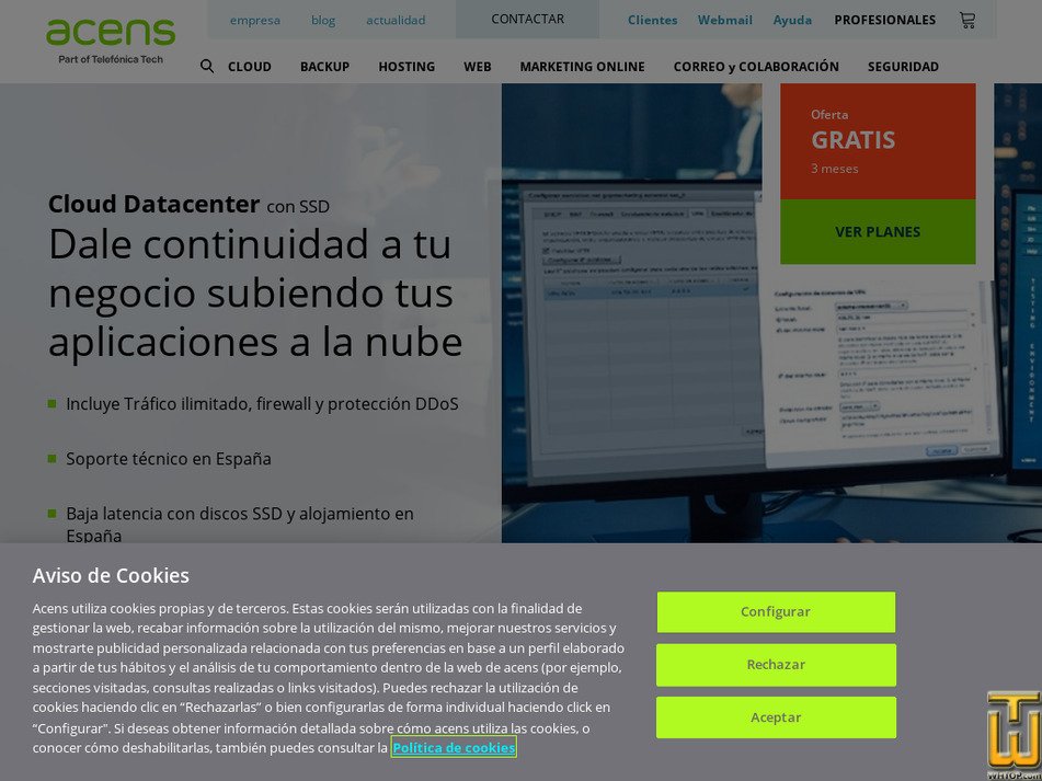 acens.com captura de pantalla