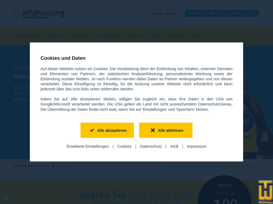 alfahosting.de Bildschirmfoto