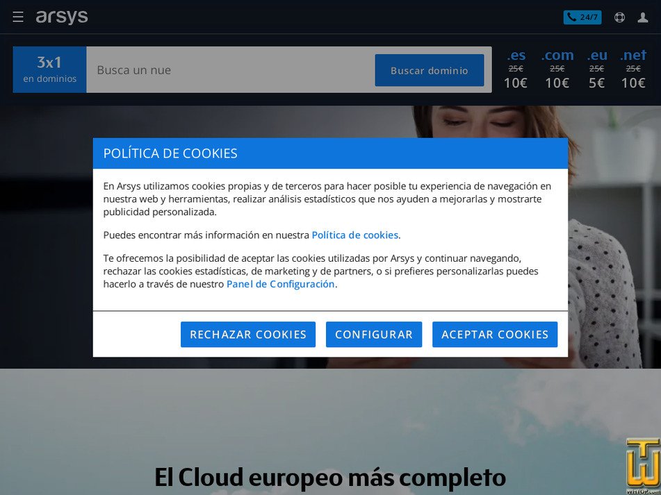 arsys.es captura de pantalla