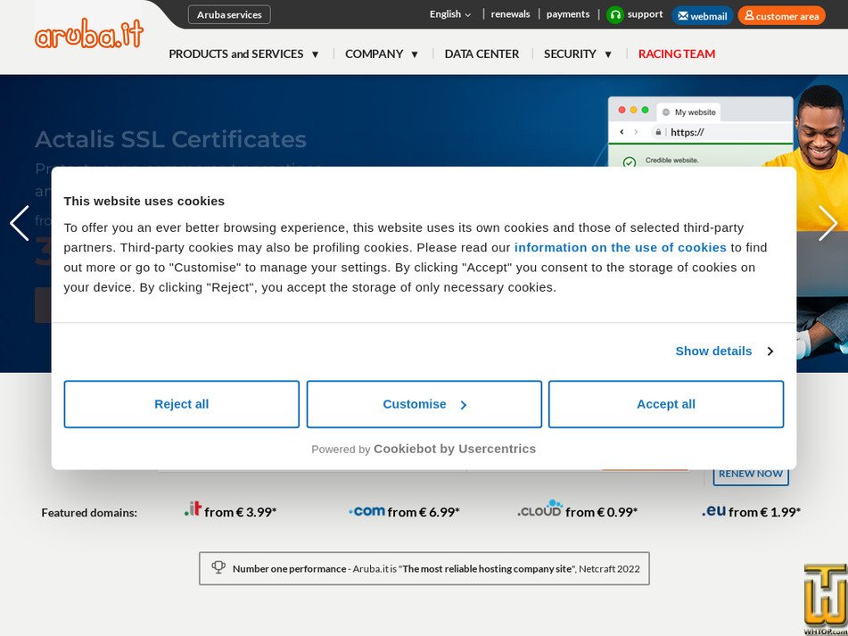 aruba.it immagine dello schermo