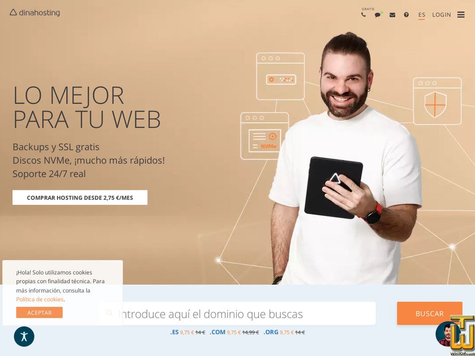 dinahosting.com captura de pantalla