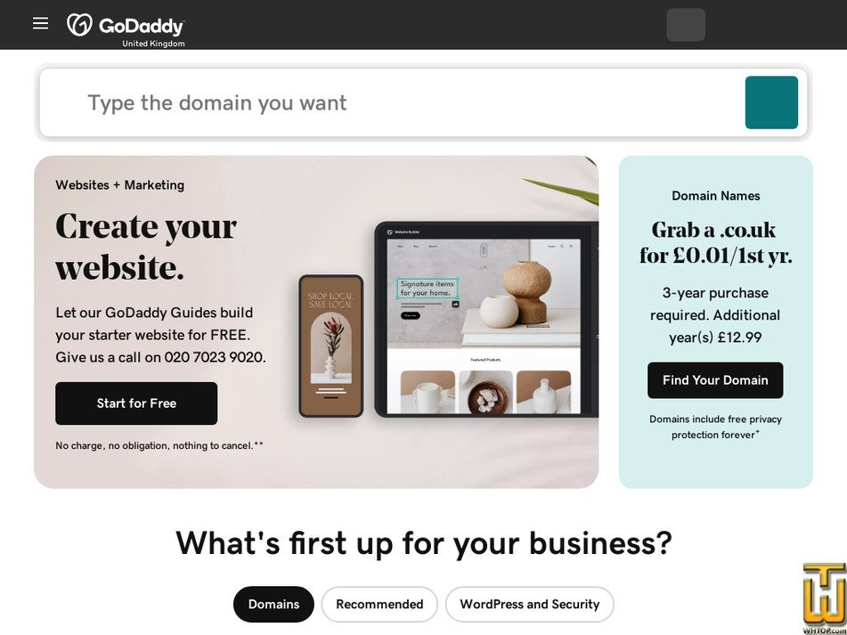godaddy.com screenshot