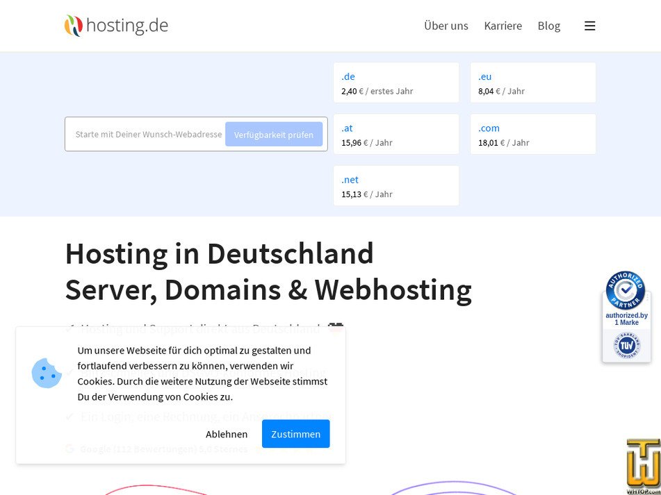 hosting.de Bildschirmfoto