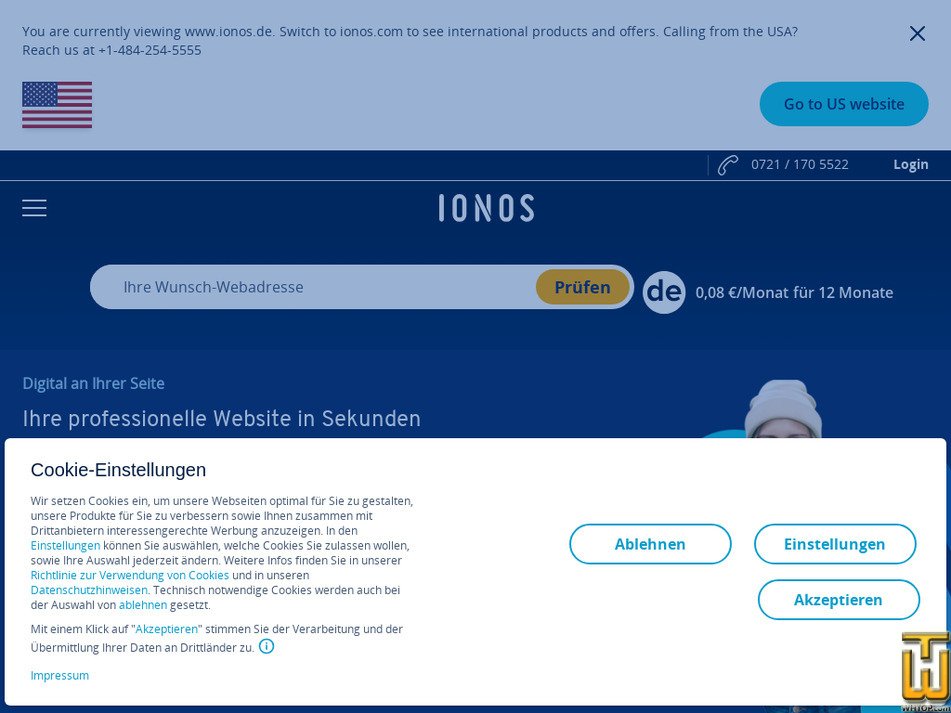 ionos.de Bildschirmfoto
