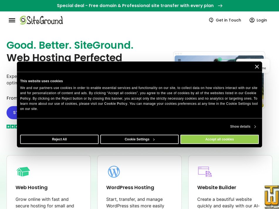 Taken on 28 August, 2025 siteground.com screenshot